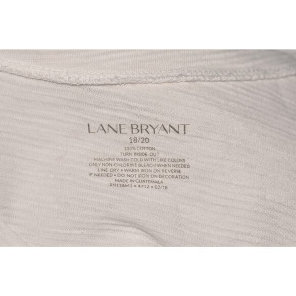 LANE BRYANT NEW $35 White Slub Knit Floral Embroidered V-Neck Tee Size 18 / 20 - Picture 3 of 3